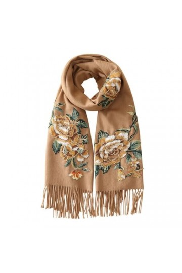 MaTeka Châle en laine for femmes avec écharpe en laine brodée de Style ethnique dautomne et dhiver