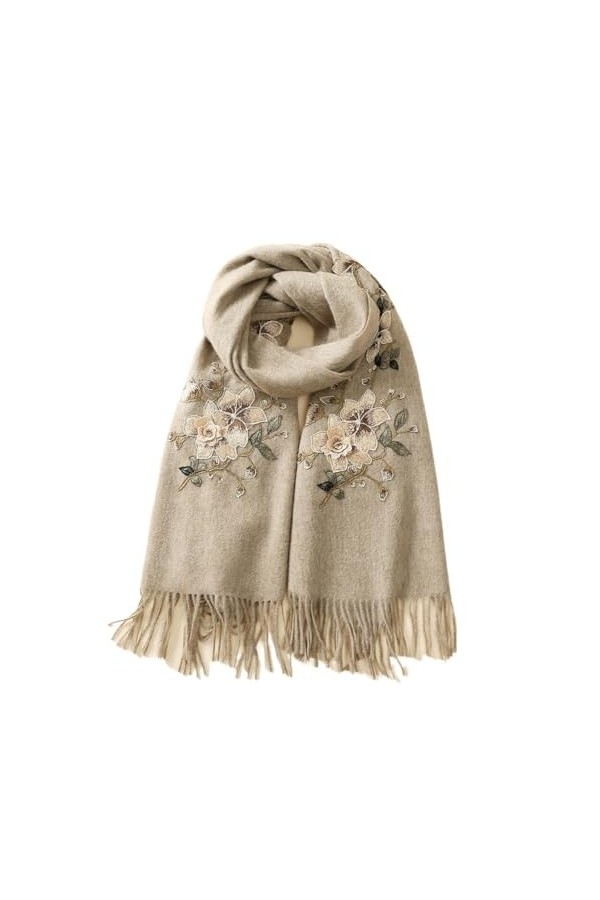 MaTeka Écharpe en laine brodée femme avec Cape maman châle de climatisation