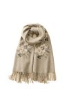 MaTeka Écharpe en laine brodée femme avec Cape maman châle de climatisation