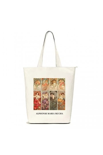 Lidxfeo Sac Tote Bag Ecologique Grand, Sacs de Courses pour Femme, Sac Cabas Toile en Coton, Sac en Tissu avec Fermeture Ecla