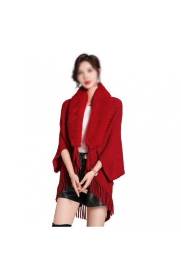 MaTeka Printemps et automne lâche décontracté fausse laine col frange tricoté Cardigan châle femmes Color : D, Size : As sho