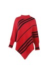KAHXI Cape femme pull châle col rond rayé manches longues Poncho femme tricoté pull surdimensionné Cape Color : B, Size : On