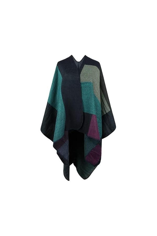KAHXI Automne hiver mode Cardigans tricoté Poncho femmes Cape châle manteau femme couleur couture manteau décontracté Color 
