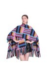 MaTeka Châle coloré avec châle à pampilles, cape, écharpe, manteau, femme