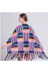 MaTeka Châle coloré avec châle à pampilles, cape, écharpe, manteau, femme
