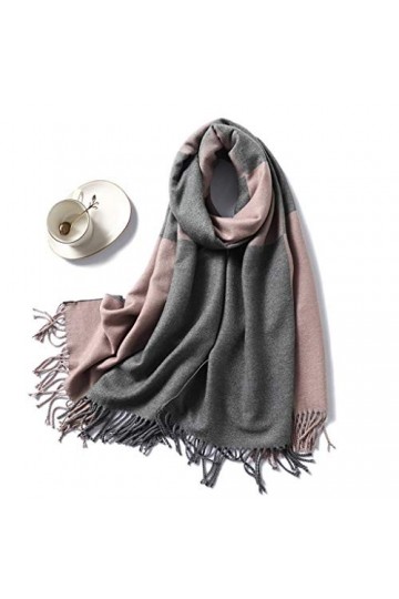 Samnuerly Écharpe à carreaux en cachemire pour femme - Foulards dhiver épais et chauds - Châles et enveloppes solides - Coul