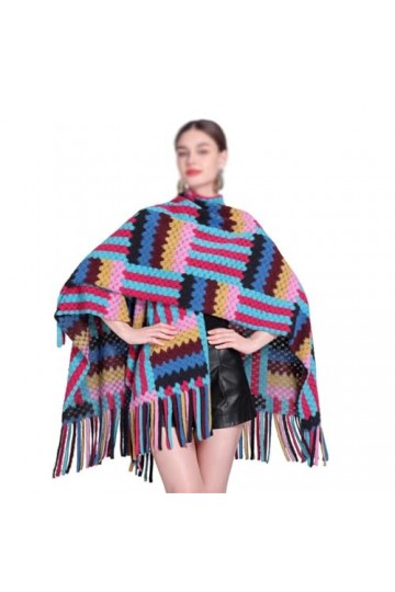 TaLcuS Châle coloré avec châle à pampilles, cape, écharpe, manteau, femme