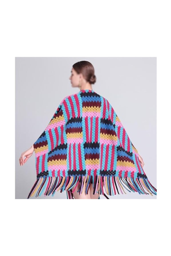 TaLcuS Châle coloré avec châle à pampilles, cape, écharpe, manteau, femme
