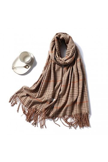 Samnuerly Écharpe dhiver pour femme - Foulard en cachemire pliable à carreaux - Chaud et épais - Châle pour dame couleur : 