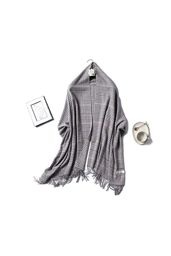 Samnuerly Écharpe dhiver pour femme - Foulard en cachemire pliable à carreaux - Chaud et épais - Châle pour dame couleur : 