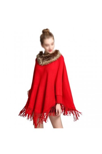 MaTeka Cape châle tricotée à pompon ample for femme Cape dautomne et dhiver Color : D, Size : As showns 
