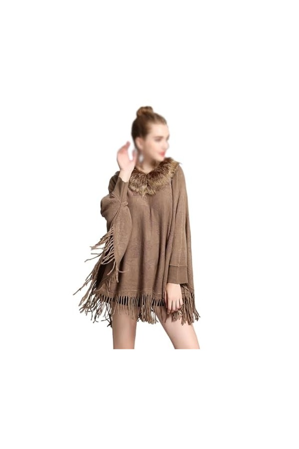 MaTeka Cape châle tricotée à pompon ample for femme Cape dautomne et dhiver Color : D, Size : As showns 