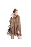 MaTeka Cape châle tricotée à pompon ample for femme Cape dautomne et dhiver Color : D, Size : As showns 