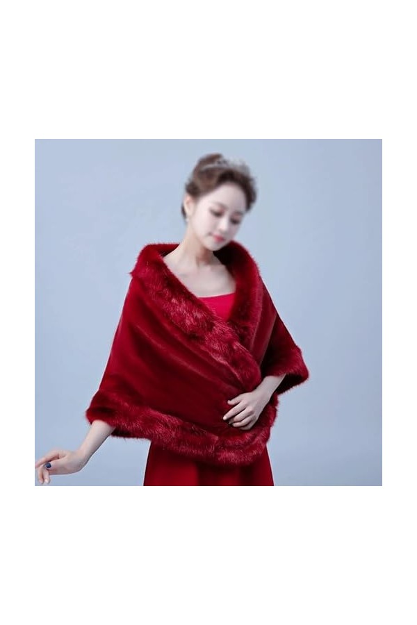 MJWDP Châle de mariée dhiver Robe de mariée dhiver épaissie Mariage à Manches Longues vêtements dextérieur for Femmes