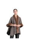 MaTeka Veste Cardigan tricotée for Femmes, col en Peluche et épais, châle, Cape, Taille Ample