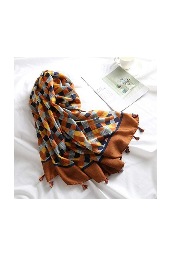Automne Mode Géométrique Plaid Viscose Châle Écharpe Femmes Haute Wrap Chaud Pashminas Étole