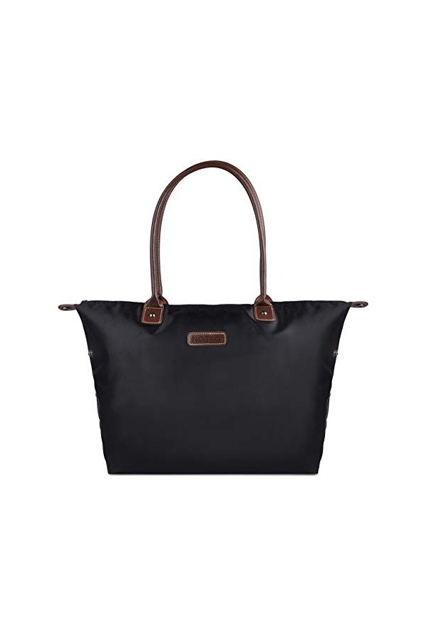 NOTAG Sac Cabas Femmes, Imperméable Sac à Main en Nylon Sac de Plage pour Shopping Voyage Noir 