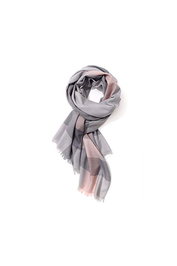 Samnuerly Écharpe à Carreaux de Mode Femmes Printemps, Automne et Hiver Section Mince châle Classique Britannique en Pure Lai