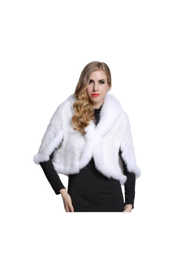 Manteau Châle En Fourrure De Vison Tricoté Naturel Pour Femme, Cape Tricotée Avec Col En Fourrure, Automne Et Hiver