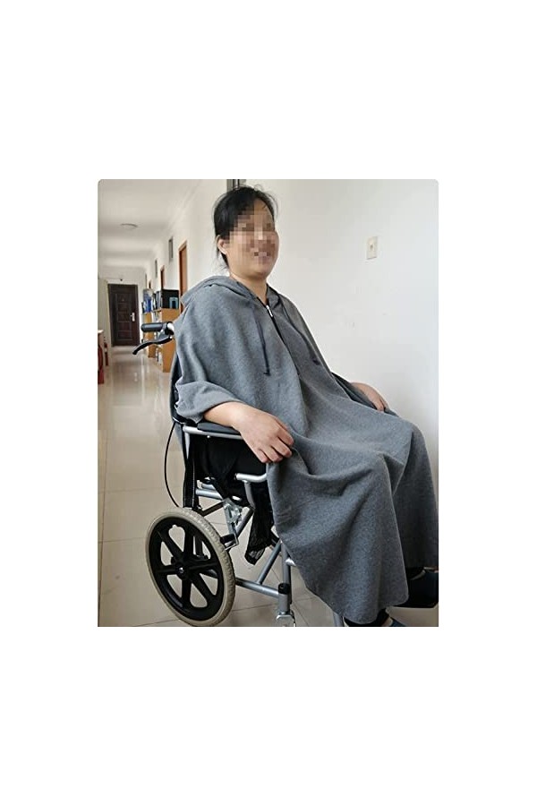 TEmkin Cape pour Fauteuil Roulant, châle de Couverture pour Fauteuil Roulant, Poncho à Capuche Portable en Velours, vêtements