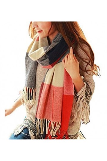 Tuopuda Hiver Echarpe Femme Plaid Longue écharpe Chaude Grande Châles Doux Foulards Glands Elégant Wrap Châles Etoles Écharpe