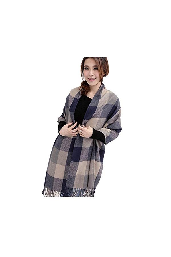 Tuopuda Hiver Echarpe Femme Plaid Longue écharpe Chaude Grande Châles Doux Foulards Glands Elégant Wrap Châles Etoles Écharpe