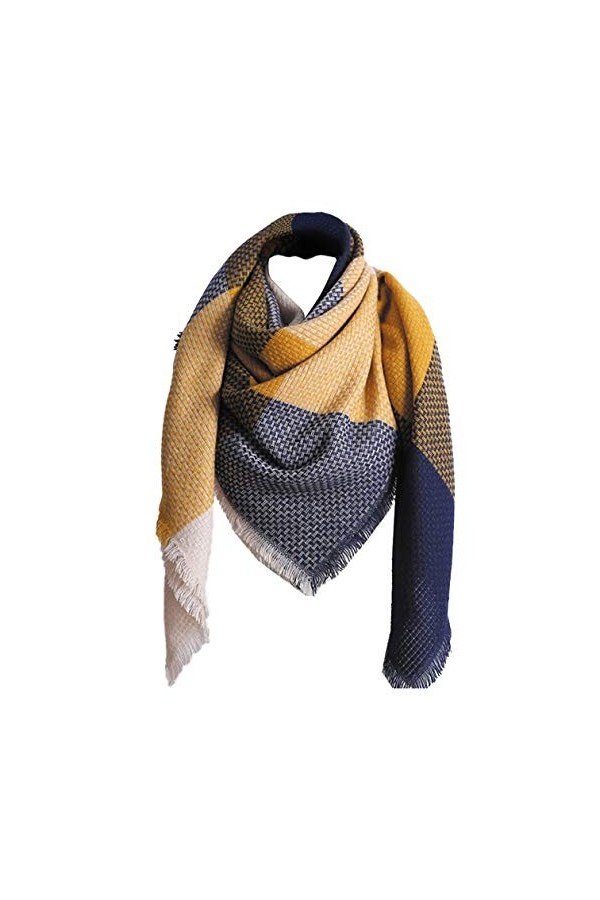 Rokmym Écharpe à carreaux, pour femme, taille XXL, motif écossais, à franges, forme carrée - Multicolore - Taille Unique …