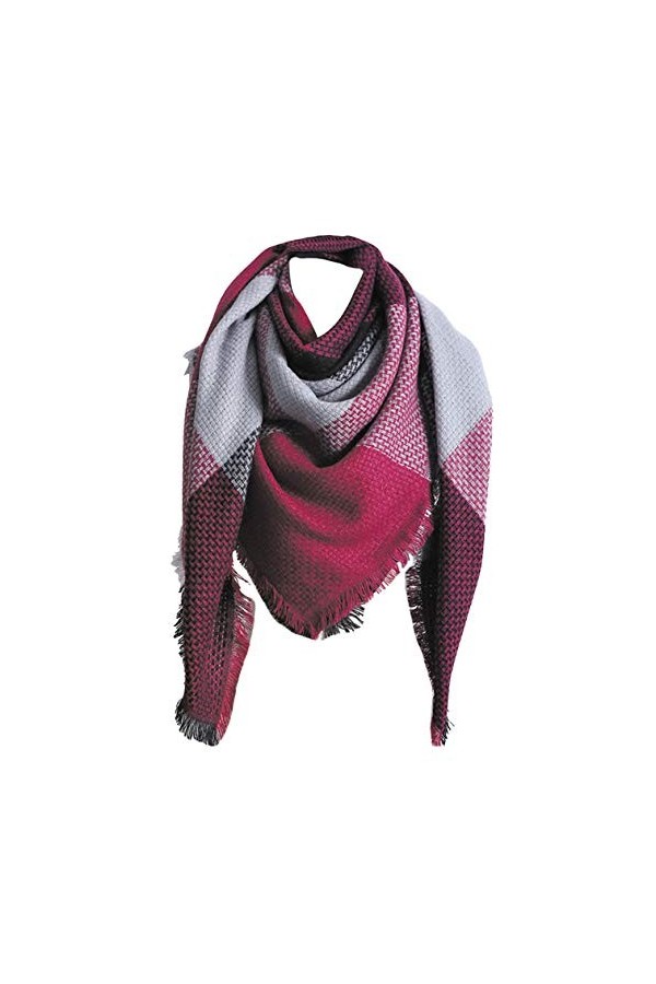 Rokmym Écharpe à carreaux, pour femme, taille XXL, motif écossais, à franges, forme carrée - Multicolore - Taille Unique …