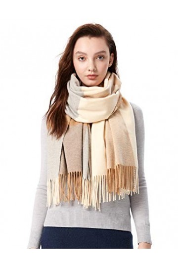 STORY OF SHANGHAI Pashmina Ètole Echarpe Laine Mélange Manuel Grand Taille 200 * 70cm Douce&Chaude