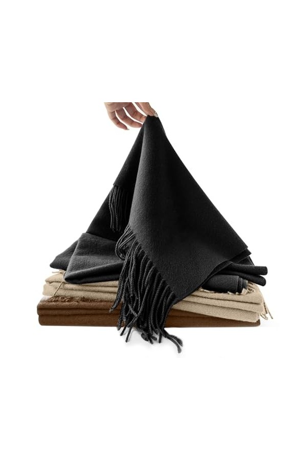 xiaowanwan Echarpe Femme,Echarpes Chaude Hiver,Echarpe Chale Longue,Grande Écharpe Douce 200cm*70cm Noir 