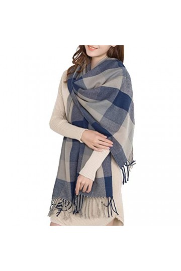 Écharpe Femme Carreaux Foulard Châle Douce dHiver Femme Chaude Longue Écharpe Motif à Carreuaux Vintage Multicolore