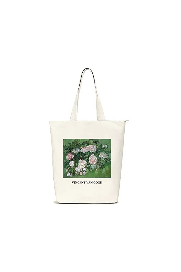 Lidxfeo Sac Tote Bag Ecologique Grand, Sacs de Courses pour Femme, Sac Cabas Toile en Coton, Sac en Tissu avec Fermeture Ecla
