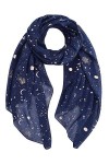 CMTOP Foulard&nbsp;en&nbsp;Soie Femme avec Motif Etoiles et Lune Echarpe&nbsp;Soie avec Sensation de Dorure et De Scintillement 70 * 180cm S