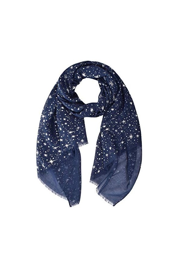 CMTOP Foulard&nbsp;en&nbsp;Soie Femme avec Motif Etoiles et Lune Echarpe&nbsp;Soie avec Sensation de Dorure et De Scintillement 70 * 180cm S