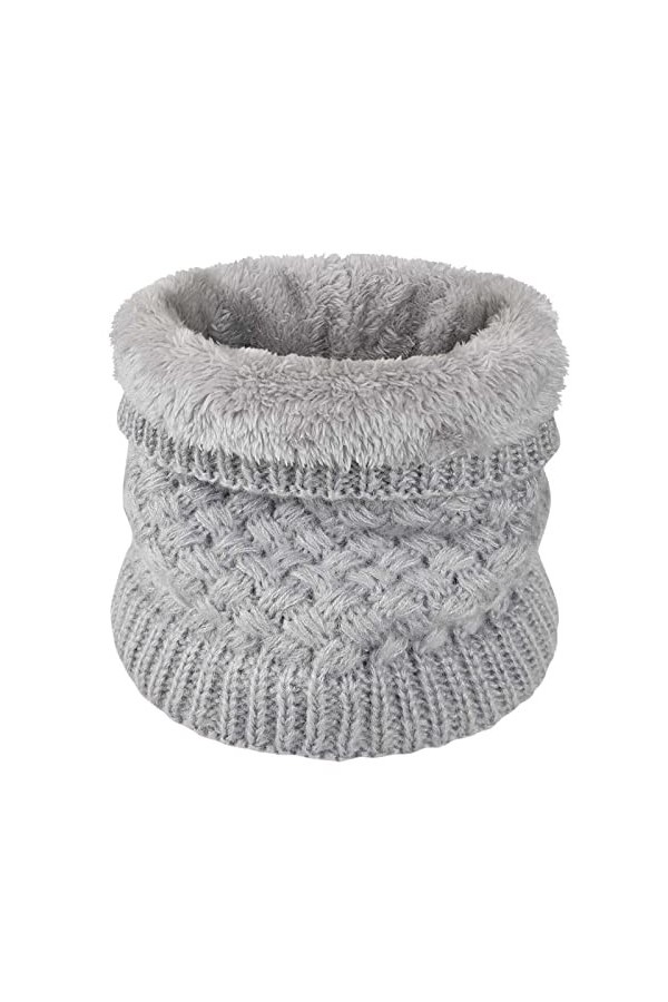 Cache-Cou Tricoté Pour Hommes Et Femmes Tour de Cou Hiver Écharpe De Cercle Doublée En Polaire Ronde Élastique Épais Doux Mai