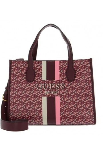 GUESS Silvana Two Compartment Tote Merlot Logo