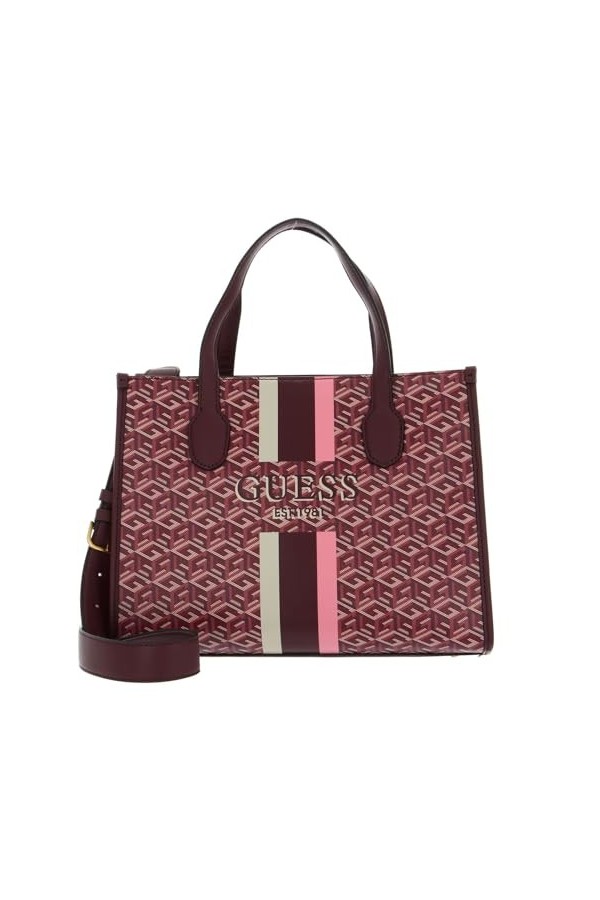 GUESS Silvana Two Compartment Tote Merlot Logo