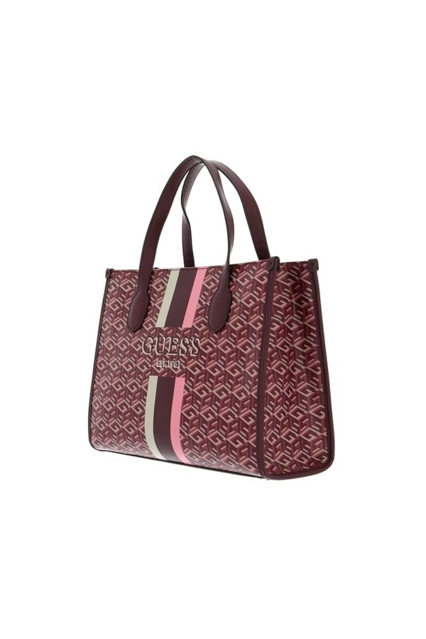 GUESS Silvana Two Compartment Tote Merlot Logo