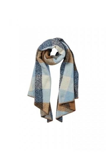 Pieces Pcpyron Écharpe Longue à Carreaux Noos BC, Airy Blue, Taille Unique Femme