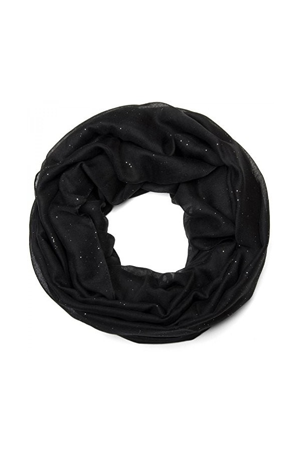 styleBREAKER écharpe tubulaire élégante et étincelante, unicolore, femmes 01018090, couleur:Noir