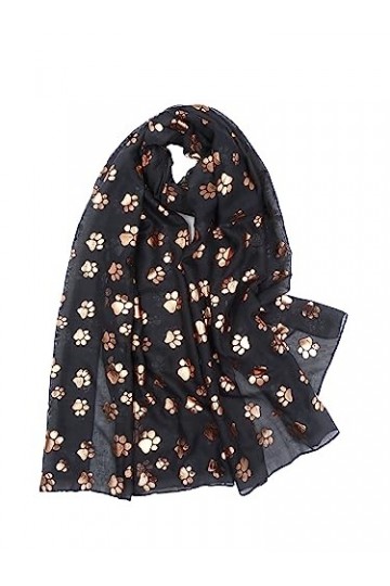 Claudia & Jason® Foulard à paillettes métallisées Motif pattes de chien - Noir - Taille Unique