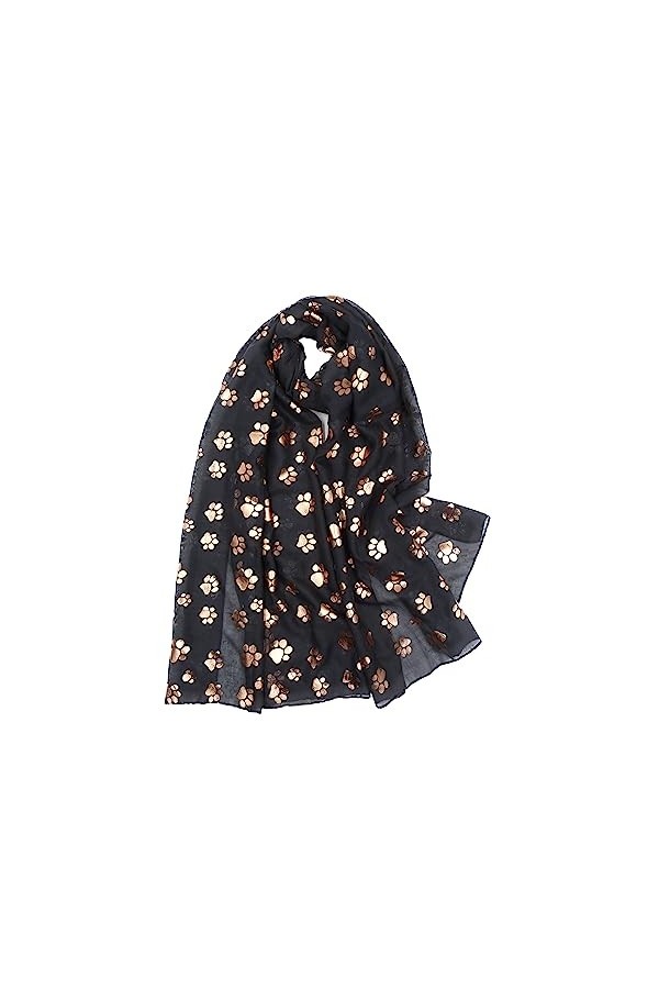 Claudia & Jason® Foulard à paillettes métallisées Motif pattes de chien - Noir - Taille Unique