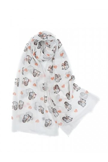 CLAUDIA&JASON Animal Sweet Shih Tzu Écharpe imprimée pour les amoureux des chiens – Écharpe toutes saisons, blanc, 180*90cm a