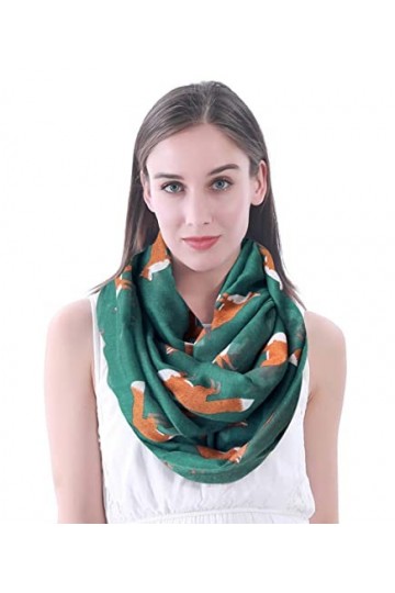 Lina & Lily écharpe tube imprimé renard Vert sarcelle 