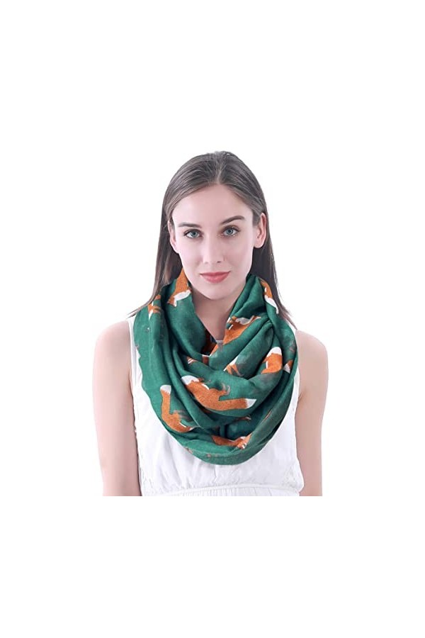 Lina & Lily écharpe tube imprimé renard Vert sarcelle 