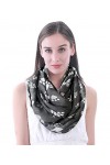 Lina & Lily Écharpe Foulard Tube Snood à Motif Pattes de Chien Chat Gris Foncé 