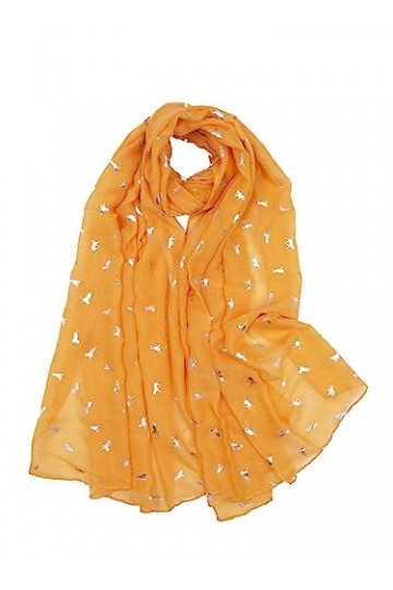 Claudia & Jason® Écharpe légère avec motif animal labrador pailleté, moutarde, Taille unique