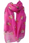 GlamLondon Foulard de Noël imprimé rouge-gorge aquarelle pour femme, rose fuchsia, L
