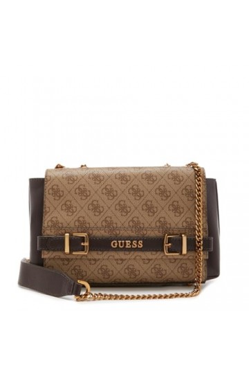 Guess Borsa tracolla Donna Marrone/Latte Sestri logo convrtbl