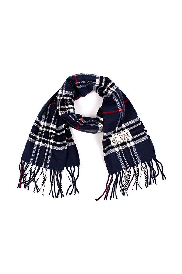 Écharpe dhiver classique douce et luxueuse en cachemire pour homme et femme, bleu marine, taille unique